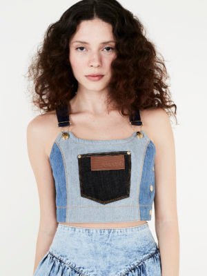 Top Jardineira Patchwork Recicle