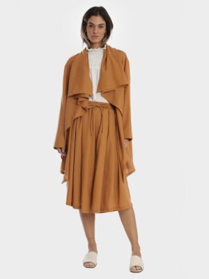 Maxi Cardigan Linho Caramelo