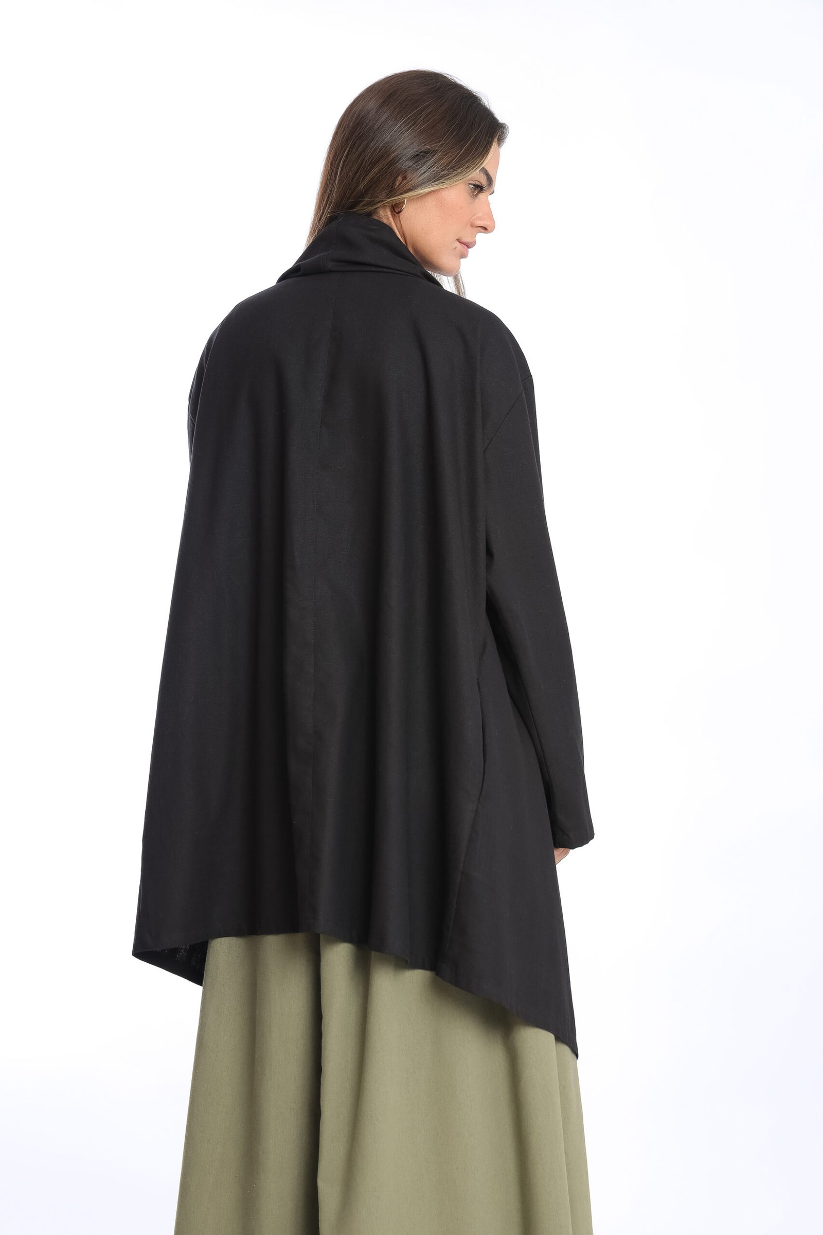 Maxi Cardigan Linho Preto - Imagem 2