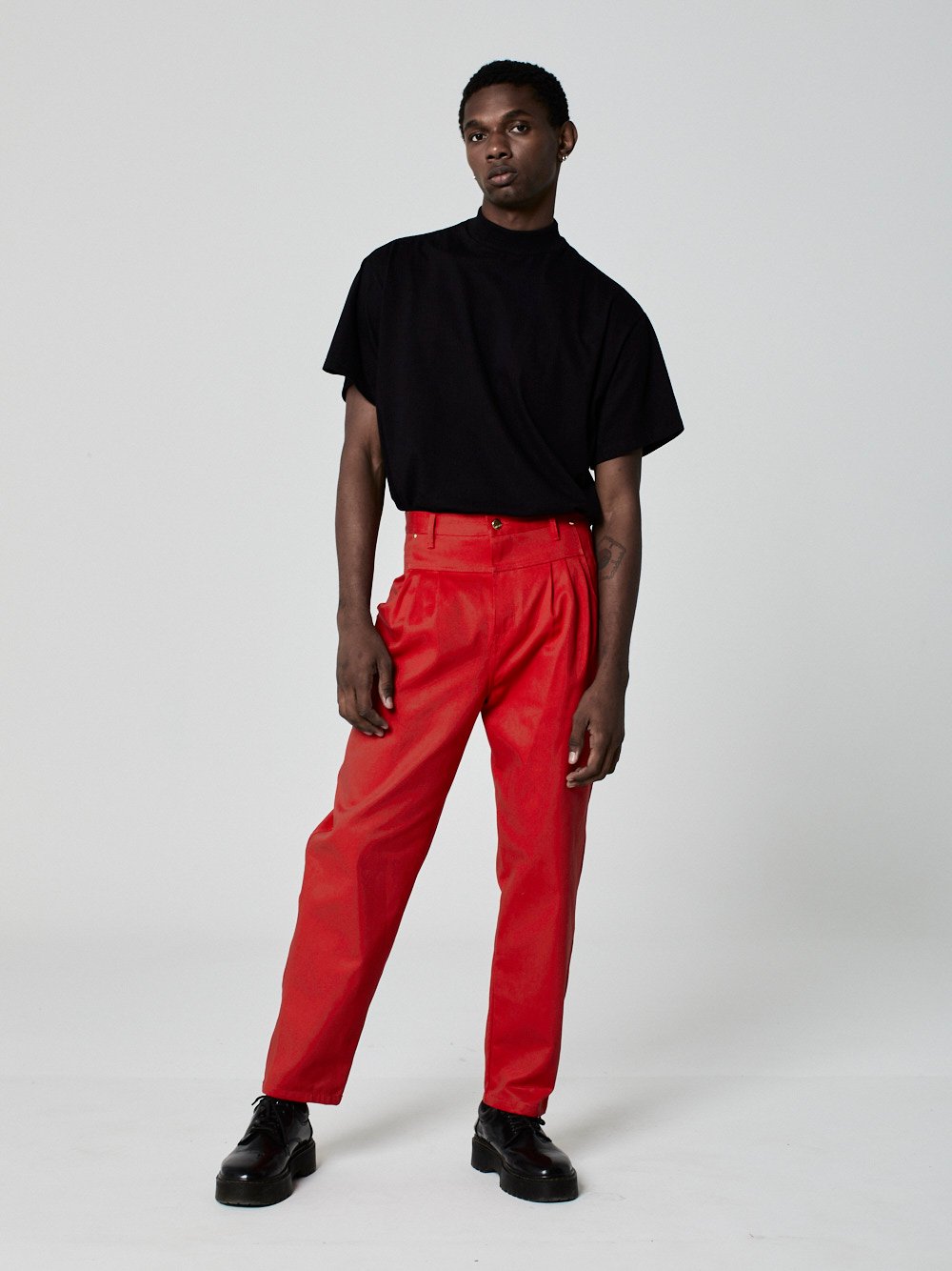 Calça Pregas Vermelha