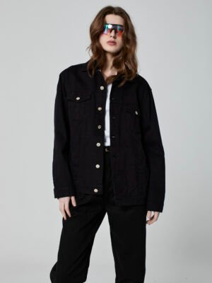 Jaqueta Trucker Sarja Preta