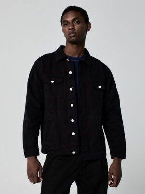 Jaqueta Trucker Sarja Preta