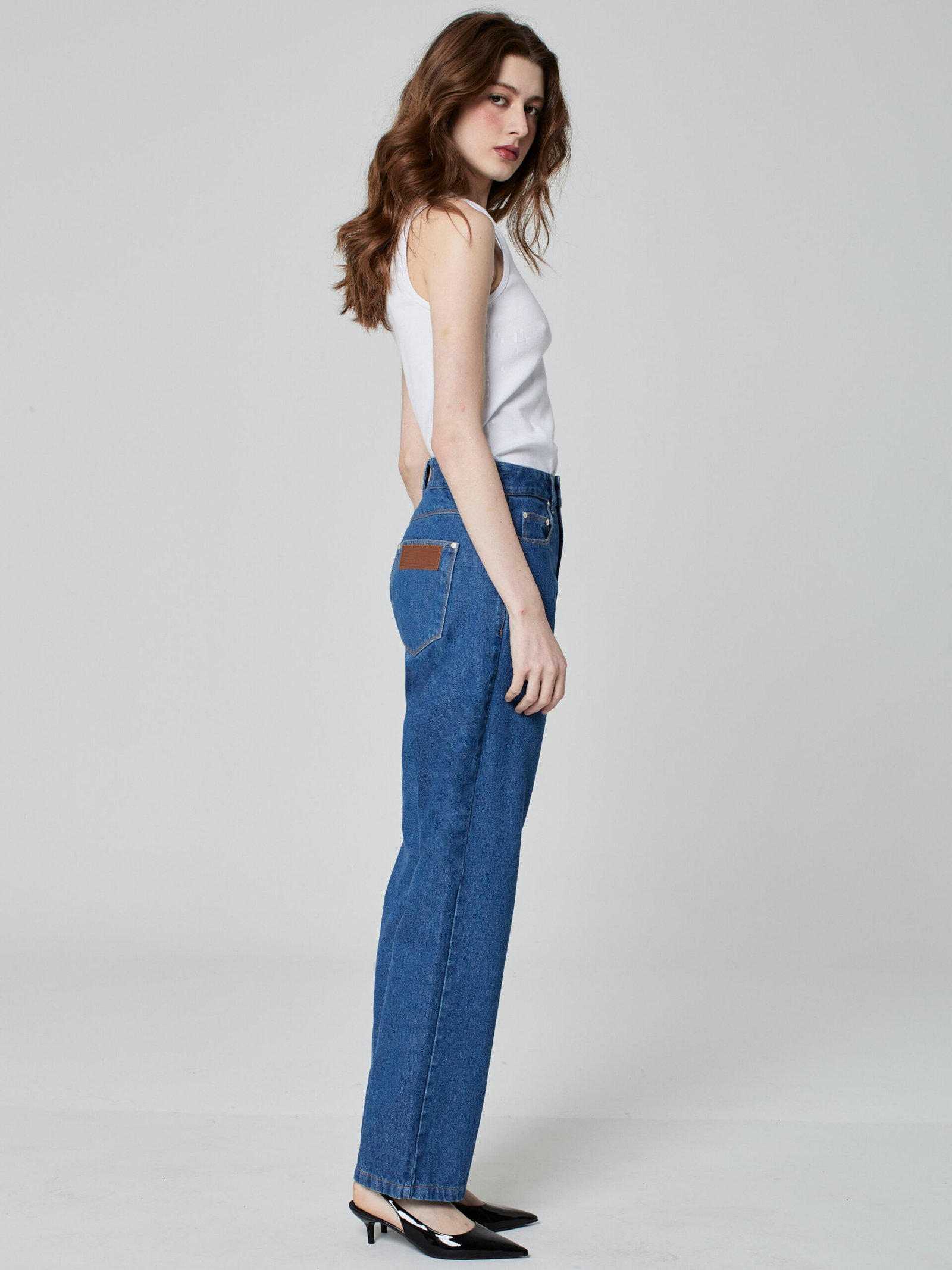 Calça Reta Jeans Azul Médio - Imagem 2