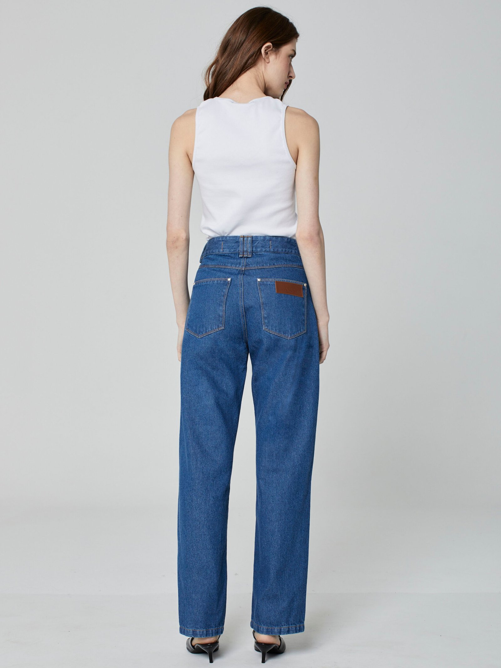 Calça Reta Jeans Azul Médio - Imagem 3