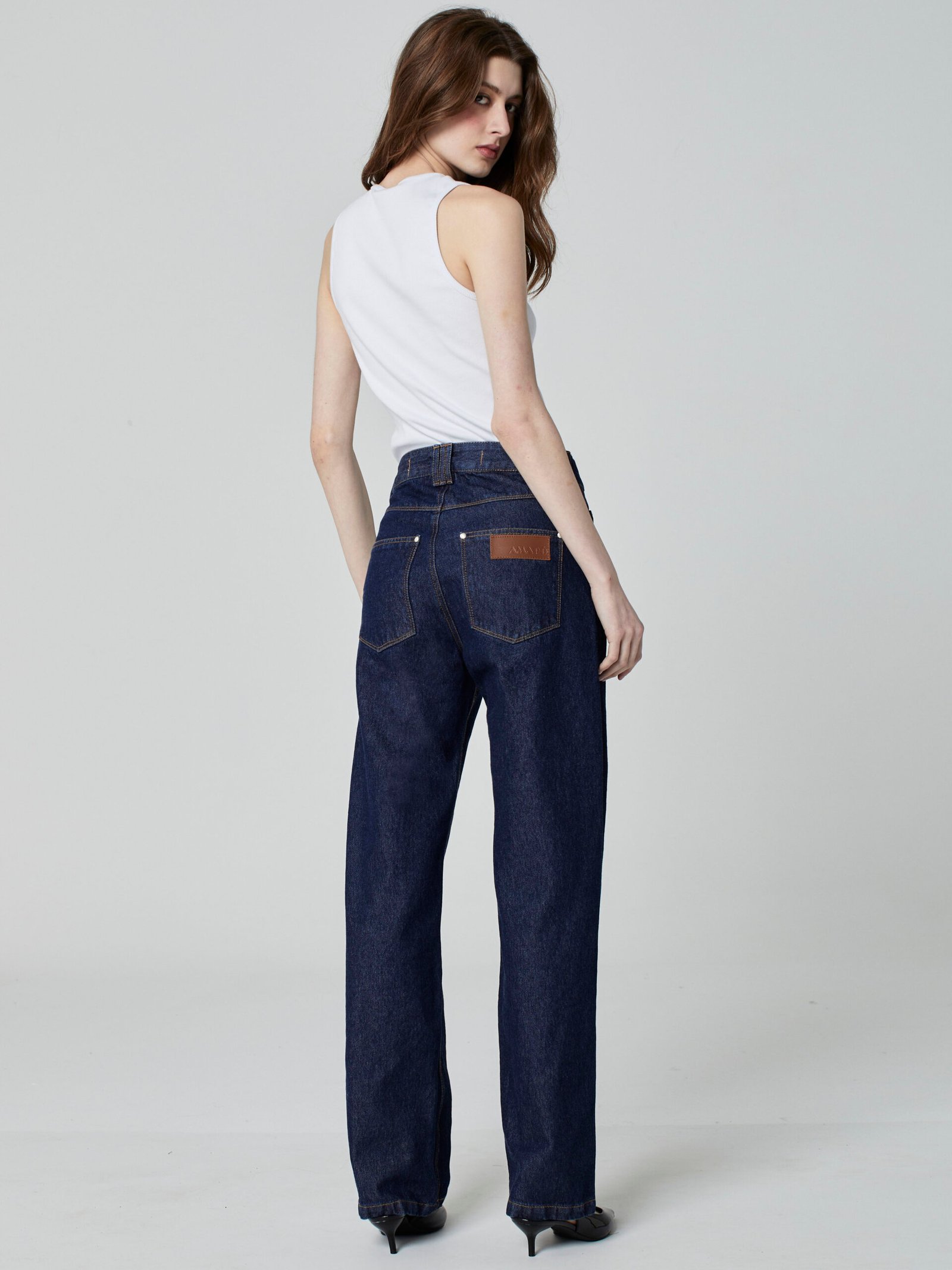 Calça Reta Jeans Azul Escuro - Imagem 3