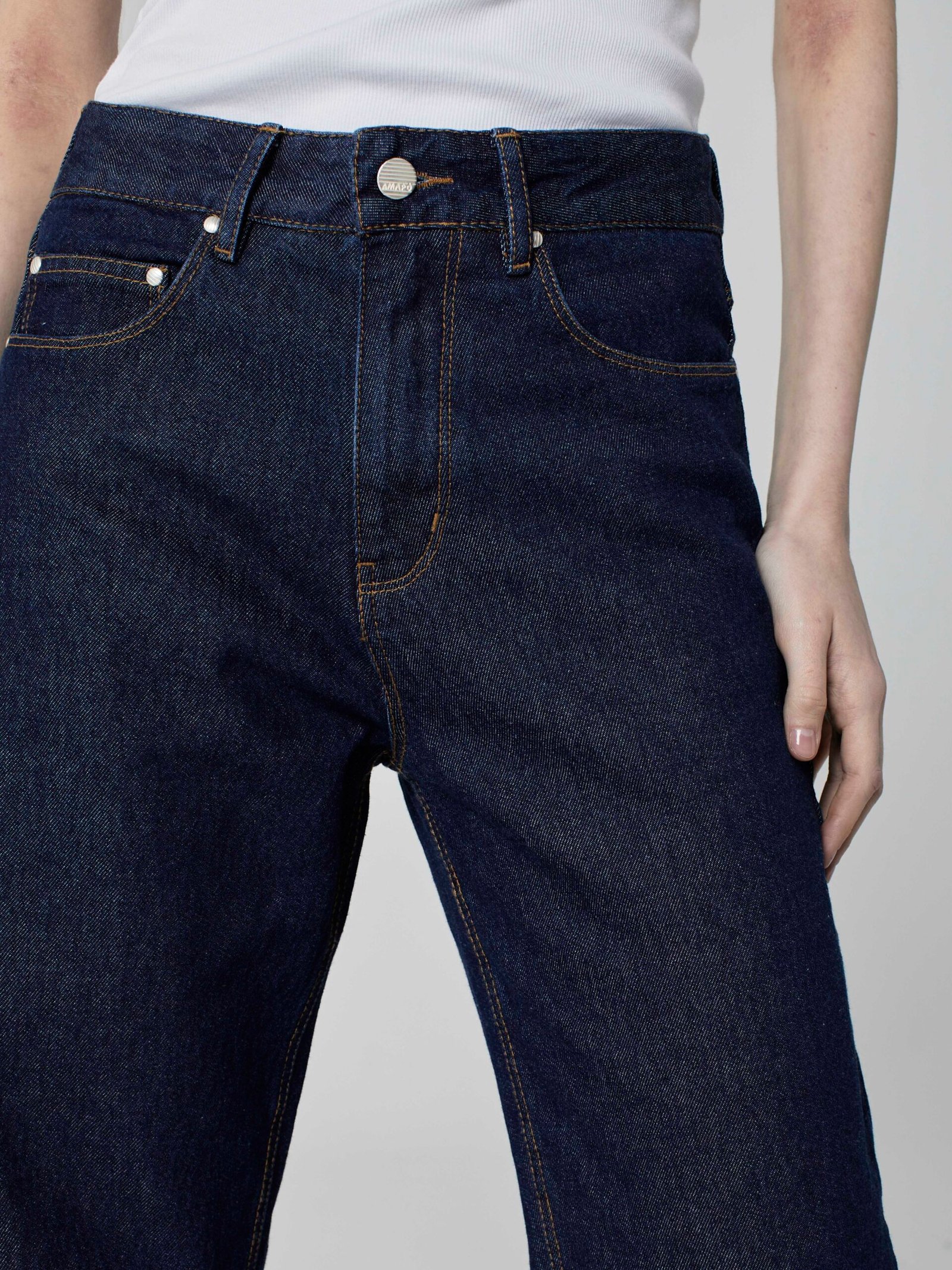 Calça Reta Jeans Azul Escuro - Imagem 4