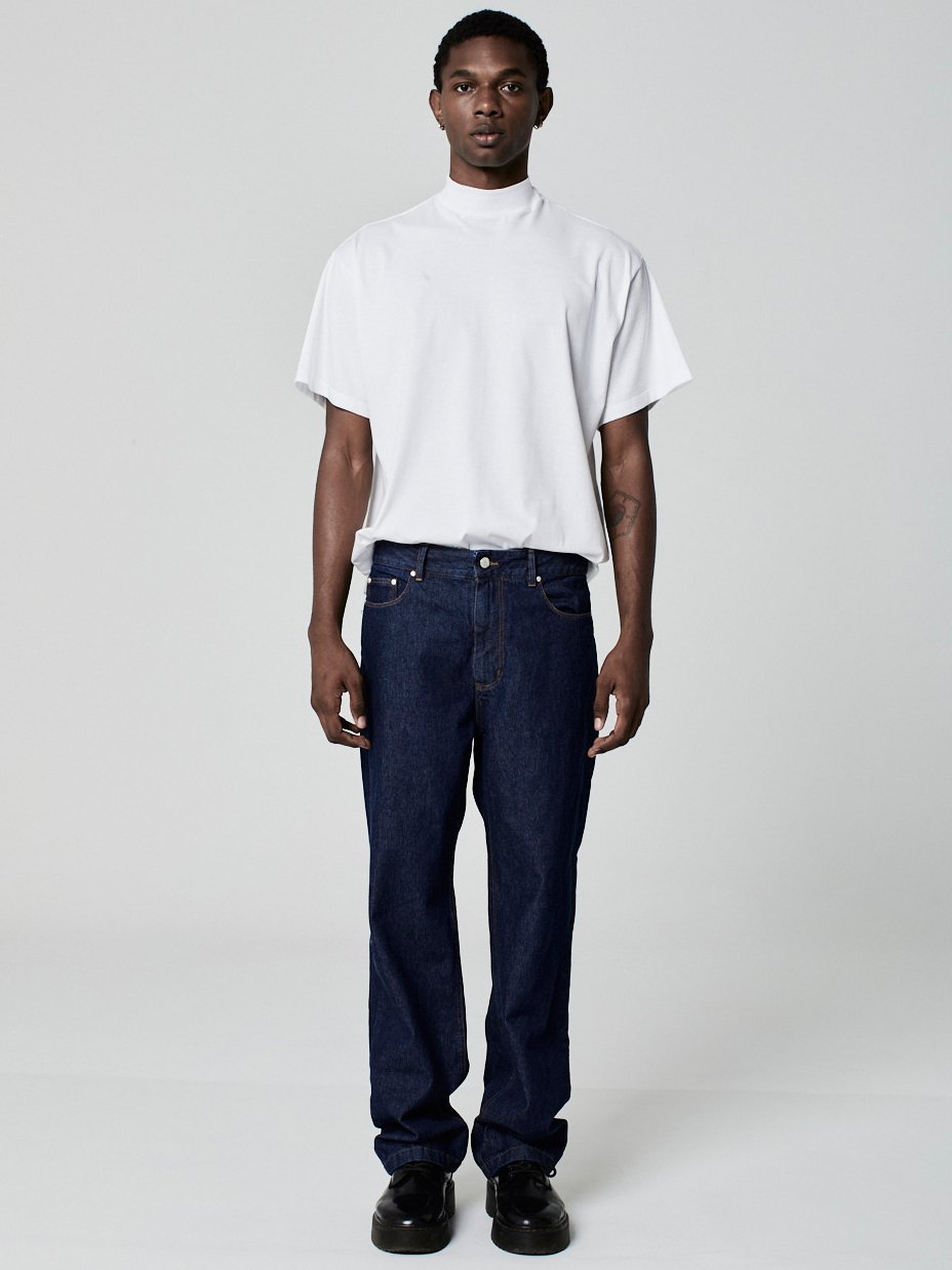 Calça Reta Jeans Azul Escuro - Imagem 6