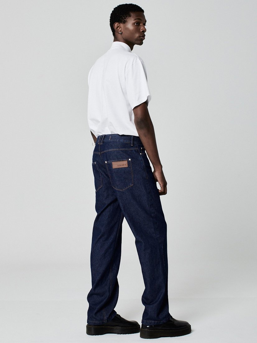 Calça Reta Jeans Azul Escuro - Imagem 3