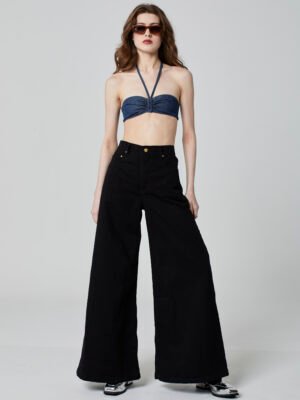 Calça Super Wide Sarja Preta