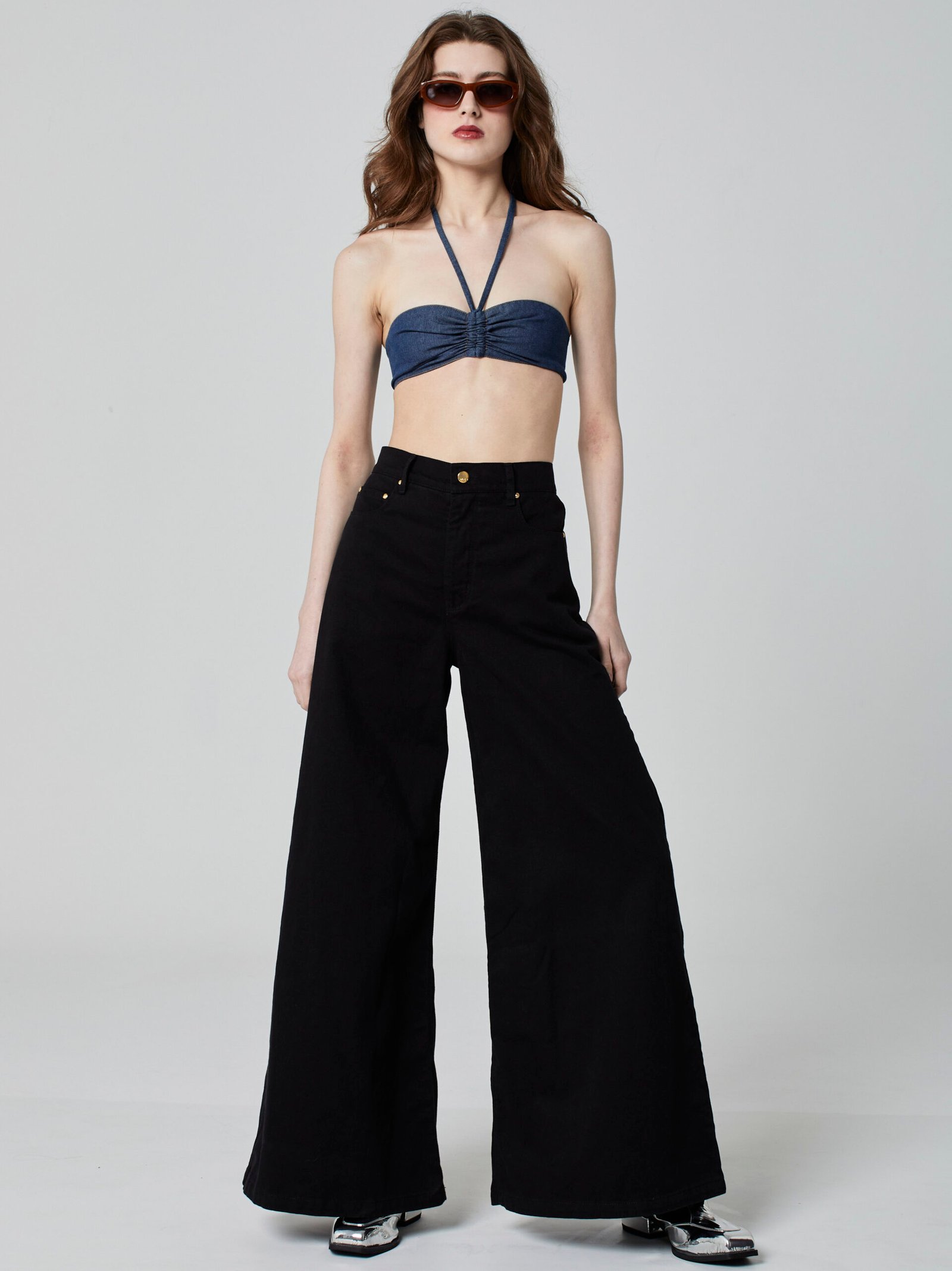 Calça Super Wide Sarja Preta