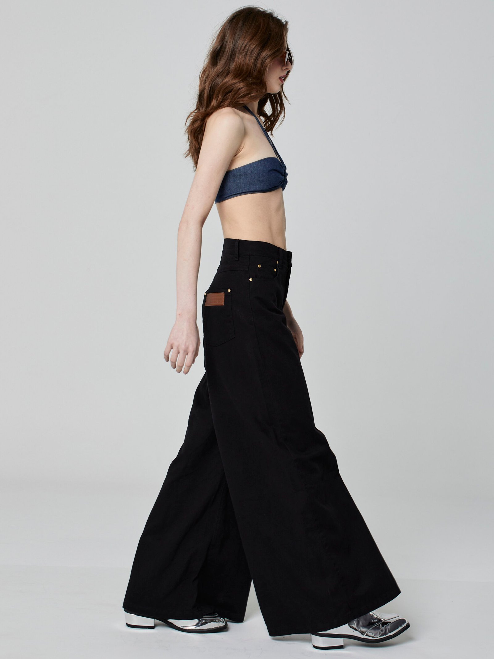 Calça Super Wide Sarja Preta - Imagem 3